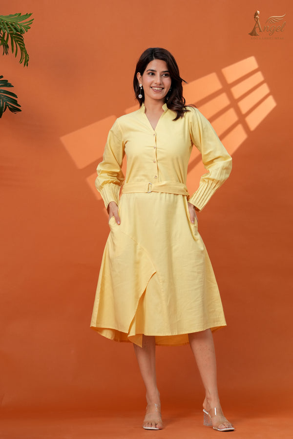 Women’s Midi Dress with  Waist Belt